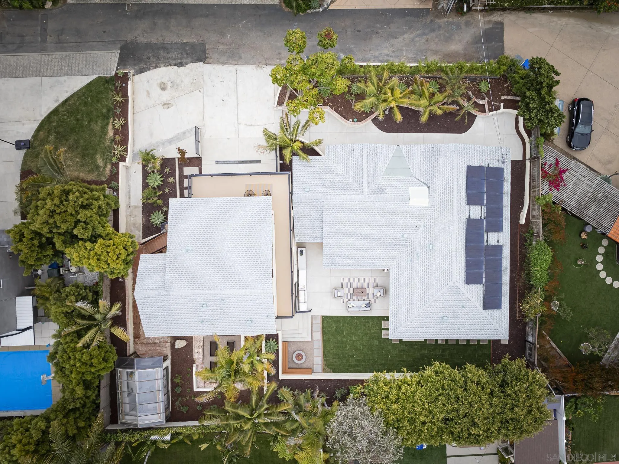 614 Ezee Street Encinitas, CA 92024 - Photo 42 of 46 an aerial view of a house with a yard and swimming pool