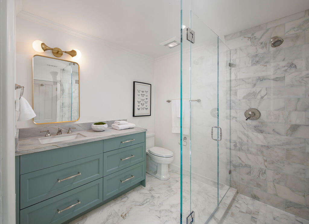 1839 East Mountain Drive Montecito, CA 93108 - Photo 16 of 24 a bathroom with a double vanity sink toilet and shower