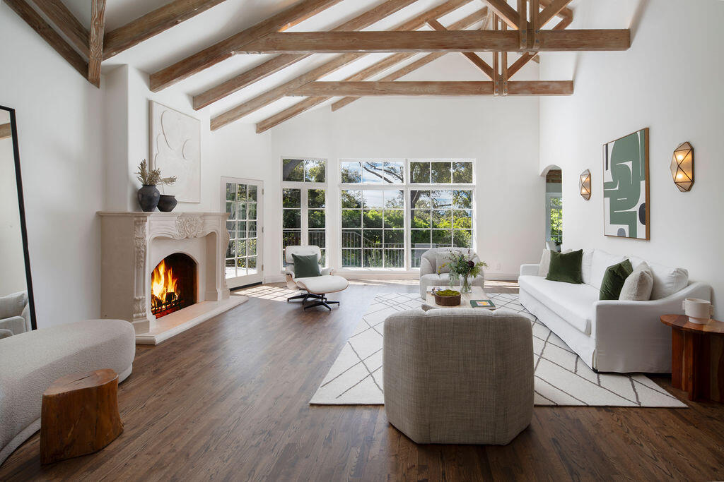 1839 East Mountain Drive Montecito, CA 93108 - Photo 6 of 24 a living room with furniture and a fireplace