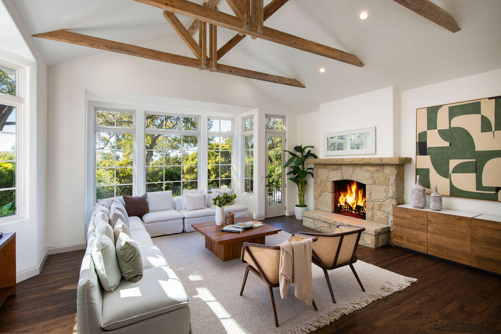 1839 East Mountain Drive Montecito, CA 93108 - Photo 9 of 24 a living room with furniture and a fireplace