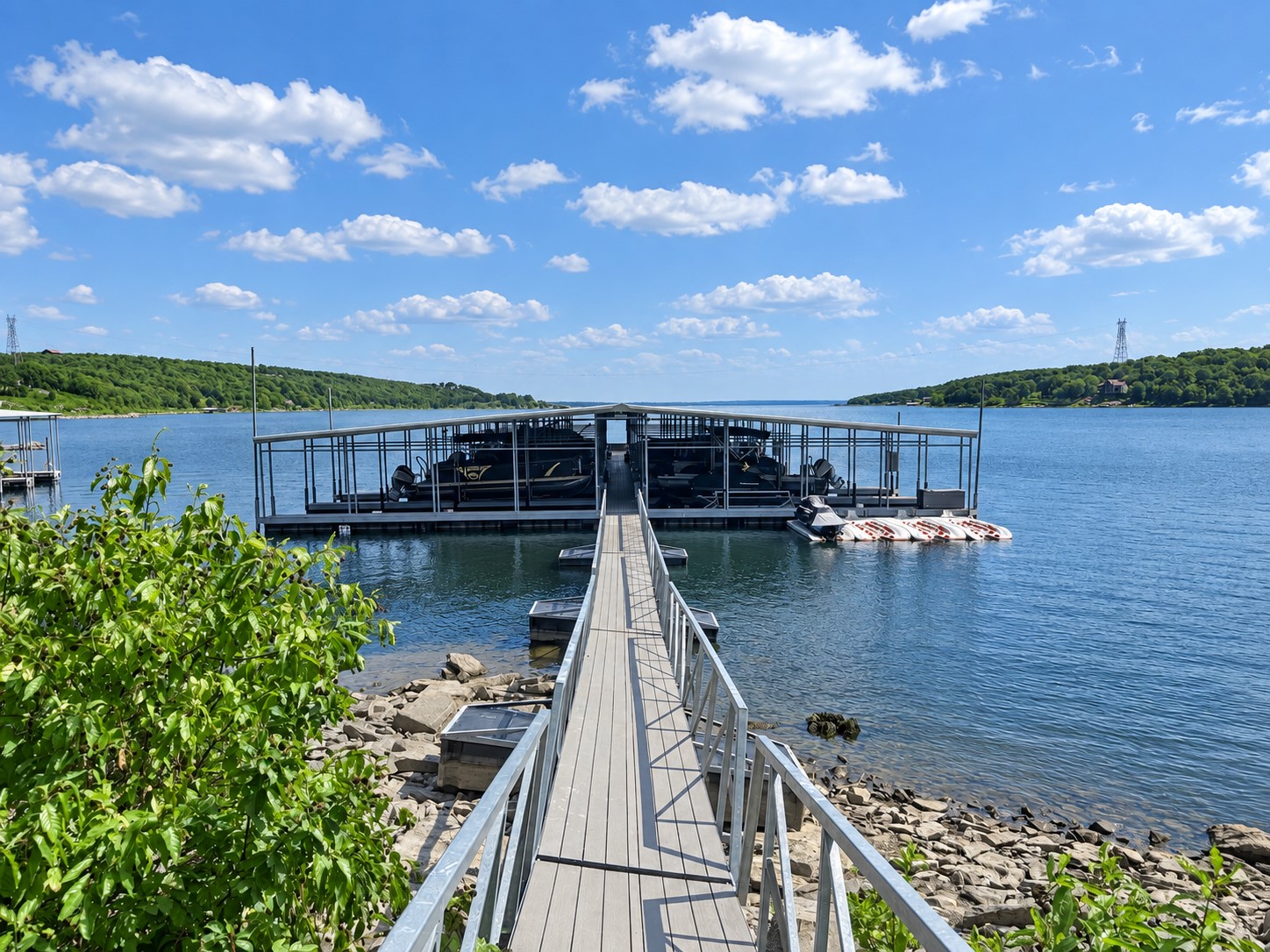 213 Patriot Pointe Road Eufaula, OK 74432 - Photo 6 of 18 Boat dock with covered slips and an extended walkway