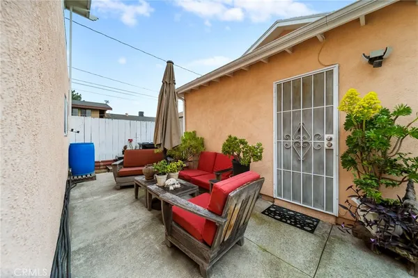 a outdoor living space with patio furniture
