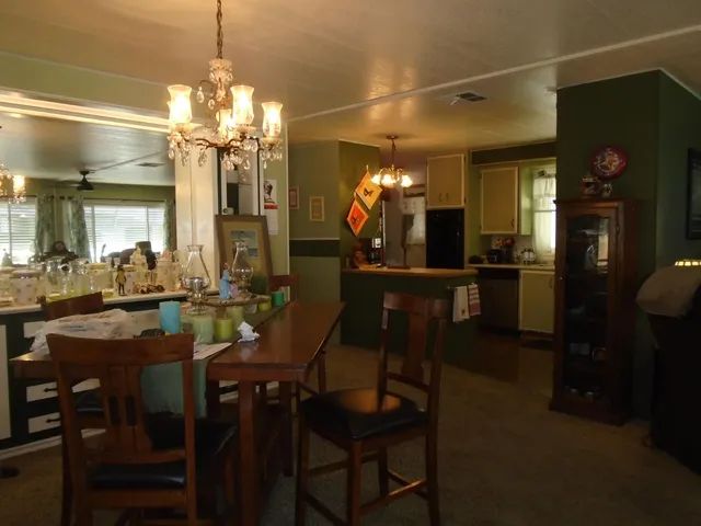 a view of a dining room and livingroom