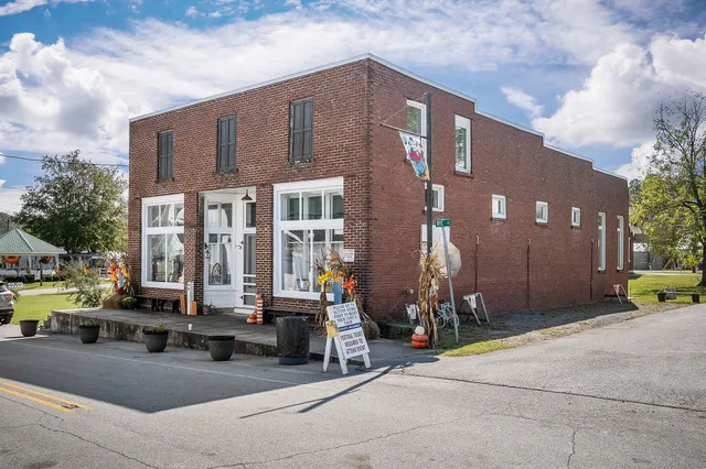 a front view of a building with street view