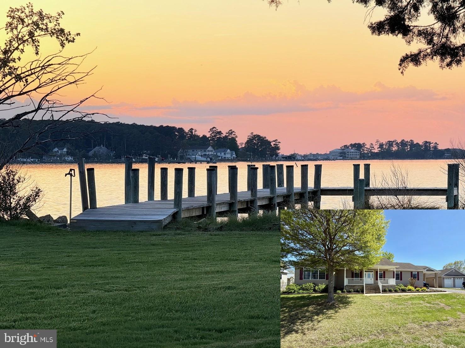 Serene waterfront sunset retreat.