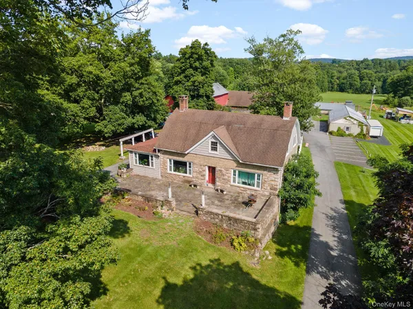 an aerial view of a house
