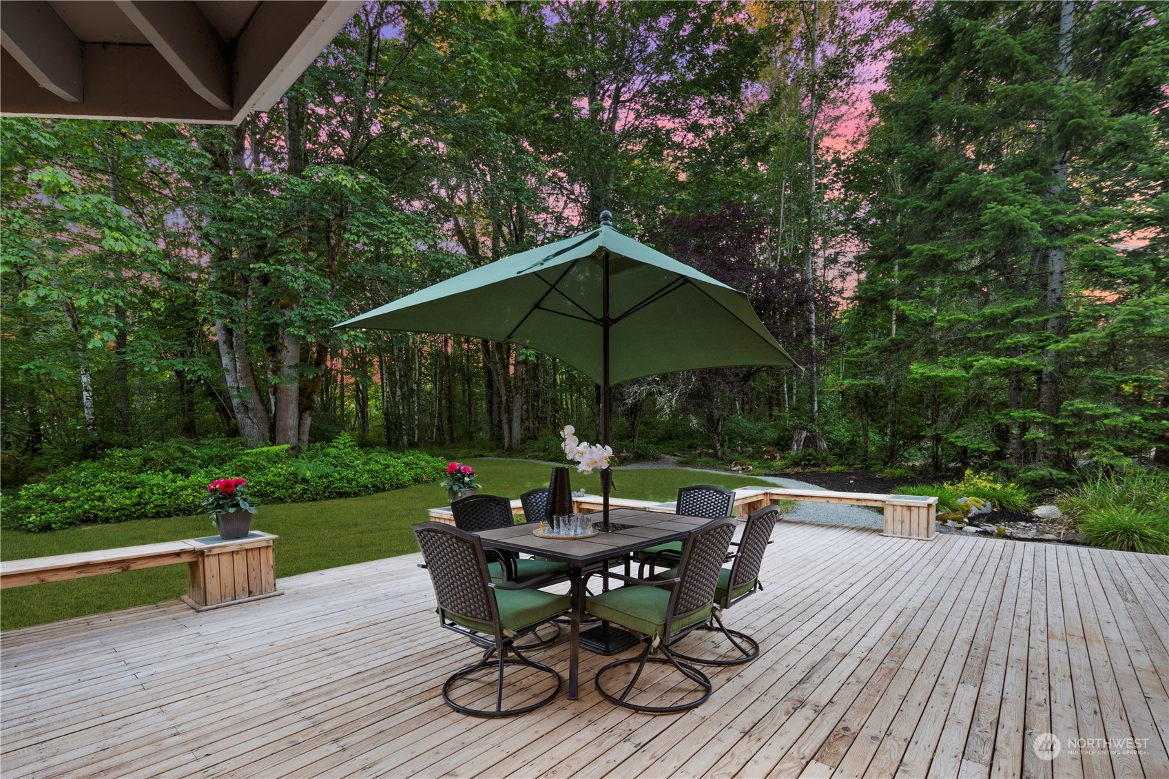 5381 242nd Place Northeast Redmond, WA 98053 - Photo 31 of 40 a view of backyard with outdoor seating a patio and plants
