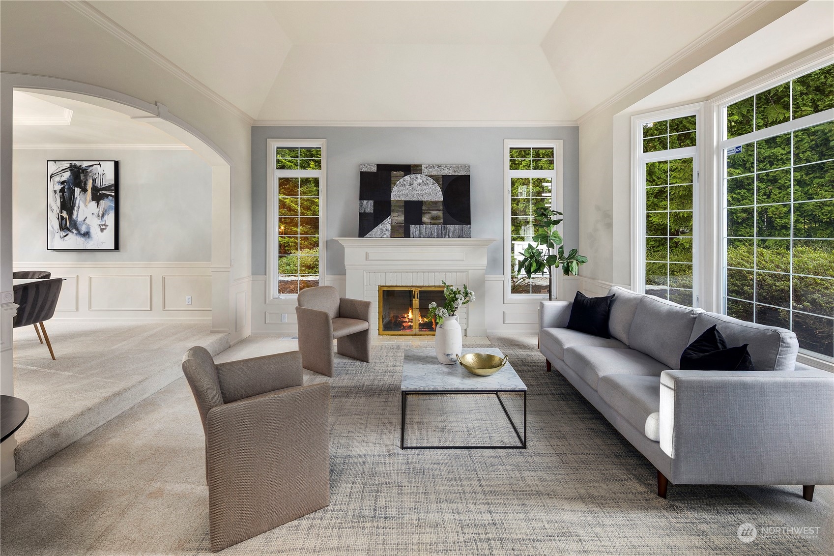 5381 242nd Place Northeast Redmond, WA 98053 - Photo 5 of 40 a living room with furniture and a fireplace