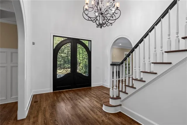 a view of entryway with wooden floor