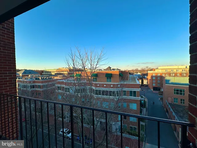 a view of a building from a balcony