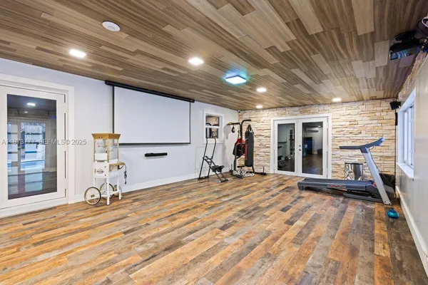 a view of a room with gym equipment