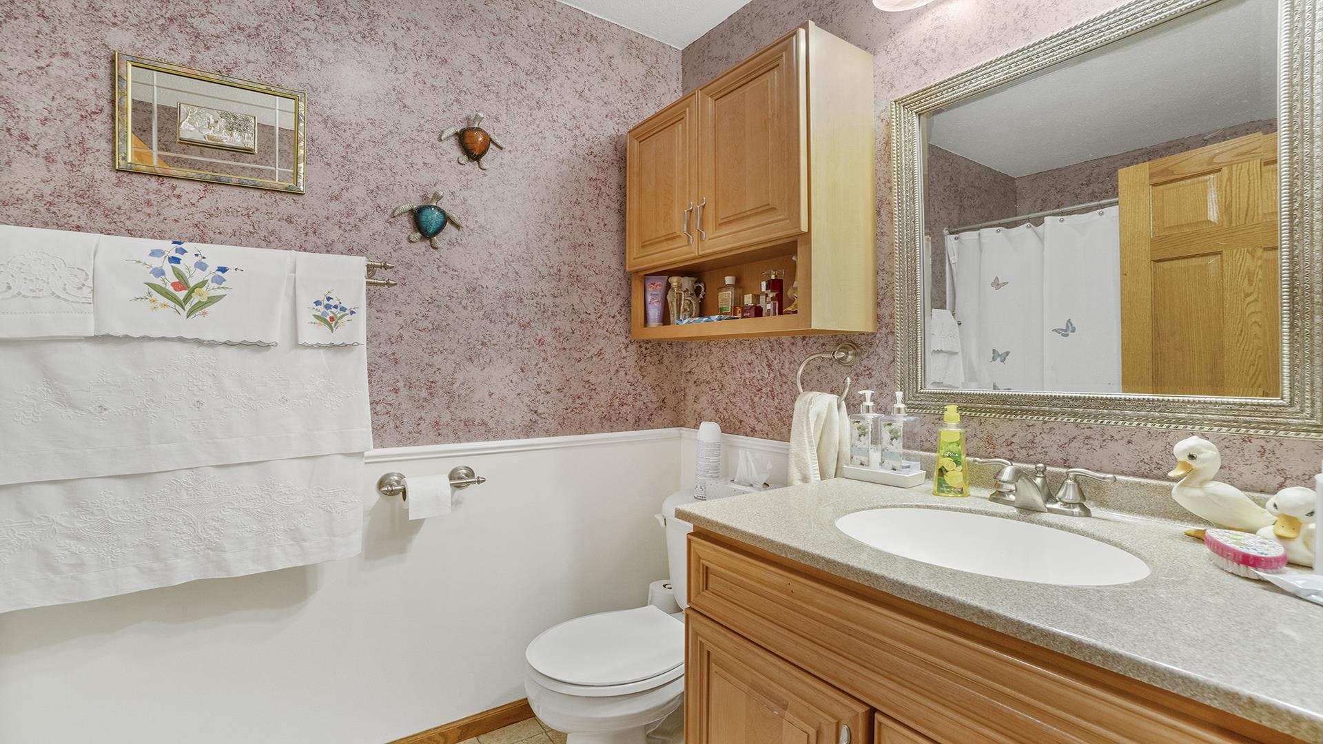8317 Alan Court Rockford, IL 61108 - Photo 18 of 29 a bathroom with a granite countertop sink mirror vanity and toilet