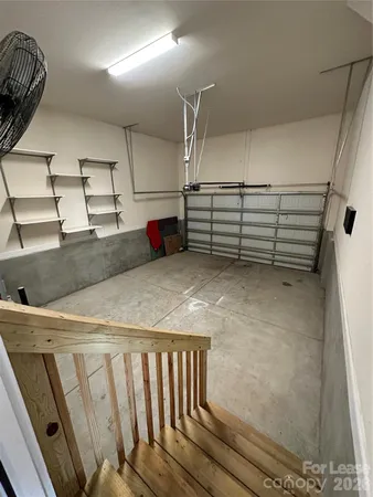 a view of a room with racks on the wall