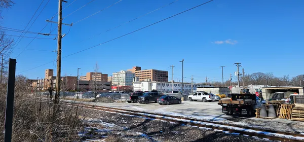 a view of a city with tall buildings