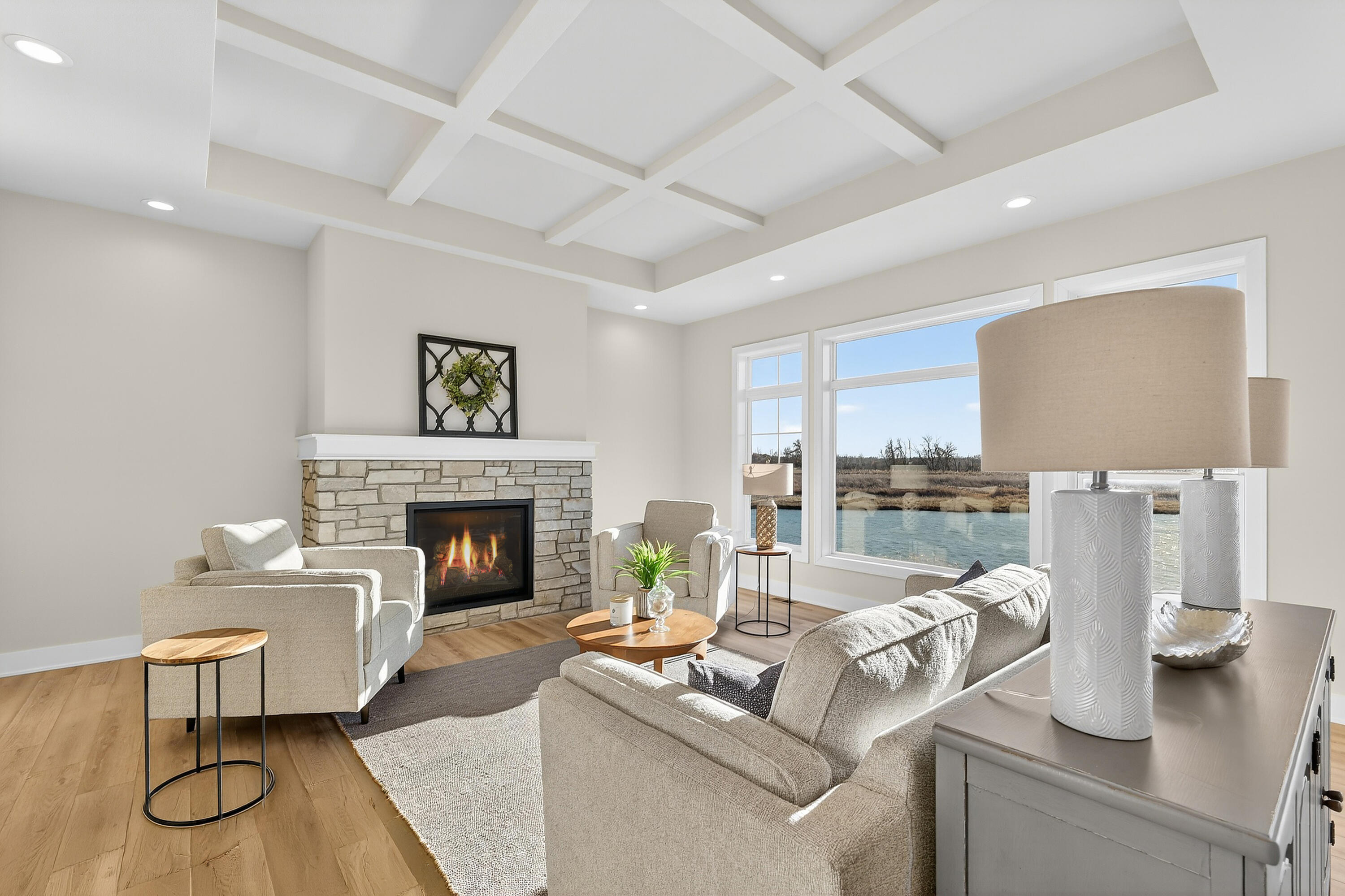 97 49th Court Pleasant Prairie, WI 53158 - Photo 10 of 45 Family Room with Coffer Ceiling