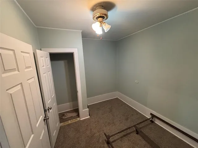 an empty room with a door