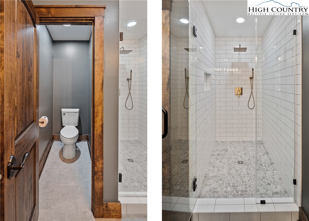 264 Foggy Lane Boone, NC 28607 - Photo 17 of 32 a bathroom with a glass shower door