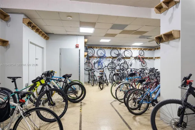 a view of bike storage in a room