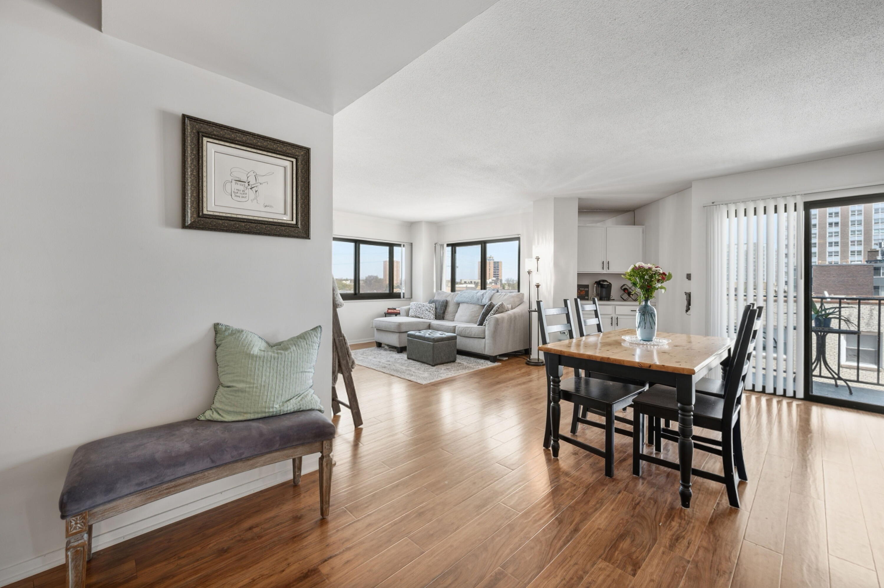 1633 North Prospect Avenue, Unit 5D Milwaukee, WI 53202 - Photo 11 of 38 With the living room, kitchen, and balcony nearby, this dining spot supports easy meals and effortless daily routines.