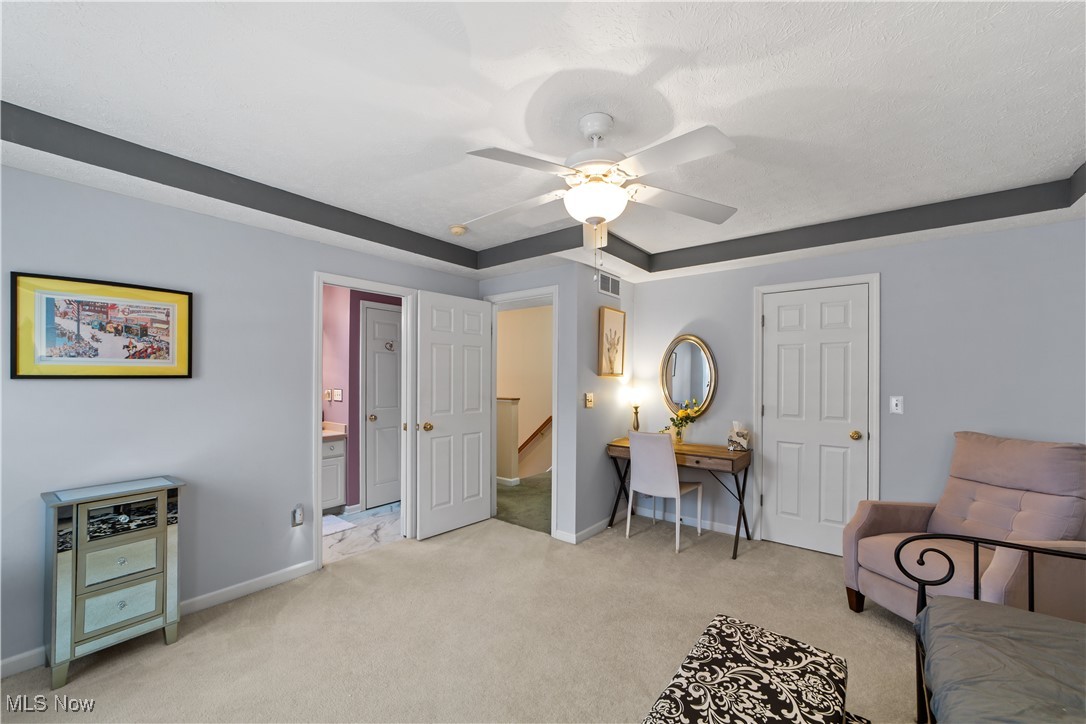 4461 Sexton Road Cleveland, OH 44105 - Photo 28 of 47 Bedroom featuring an upstairs landing, light colored carpet, and ceiling fan