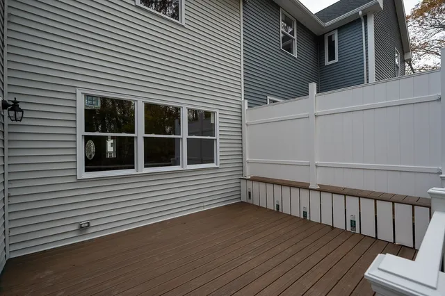 a view of a wooden deck
