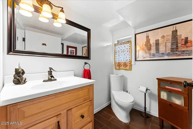 a bathroom with a toilet a sink and a mirror