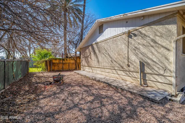 a backyard view of a house