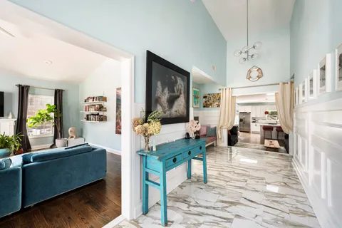 a living room with furniture