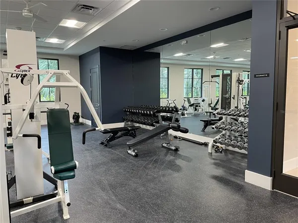 a view of a room with gym equipment