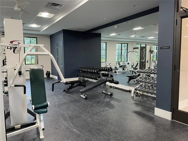 a view of a room with gym equipment