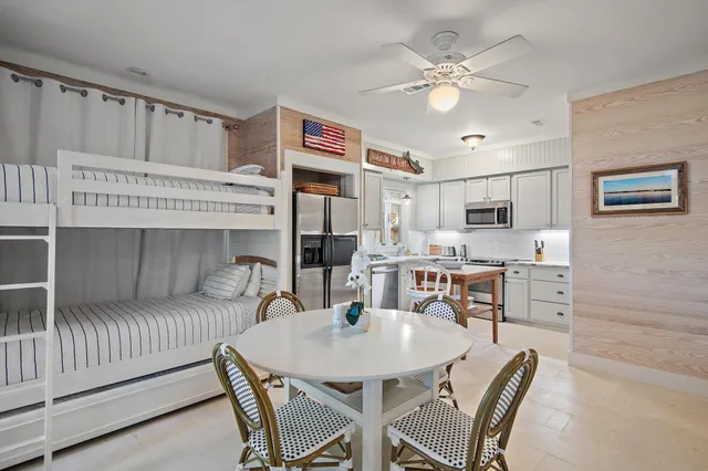 a bedroom with furniture and a bed