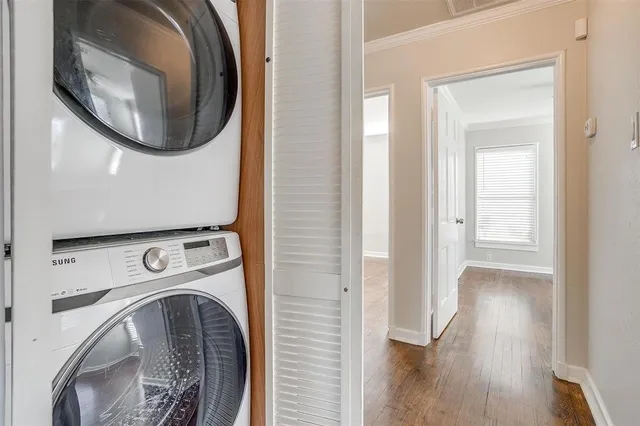 a utility room with dryer and washer