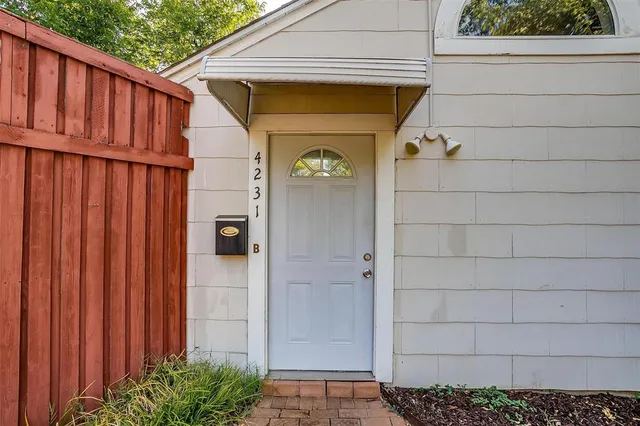 a view of a wooden door
