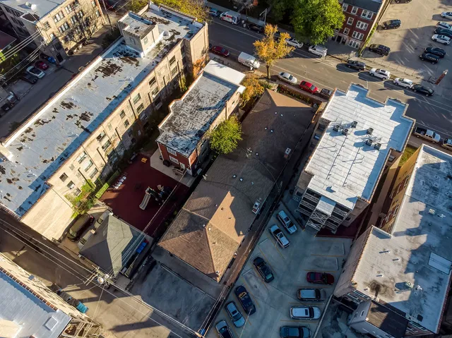 an aerial view of a city