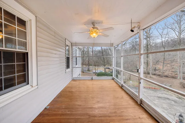 a view of entryway with a chandelier