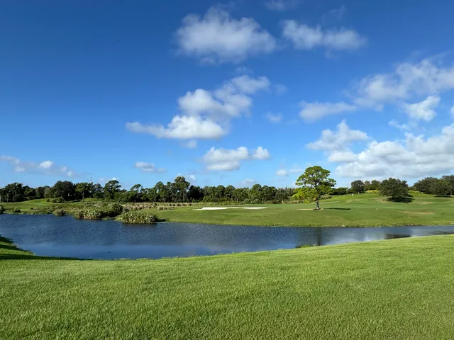 a view of a lake with houses in the background