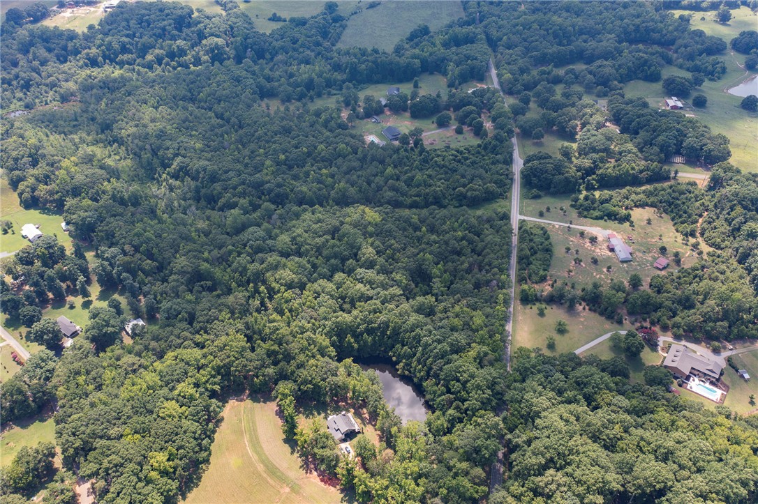 Lot 1 Austin Road Honea Path, SC 29654 - Photo 4 of 7 An aerial perspective reveals a vast forested estate featuring a tranquil pond and scattered residences.