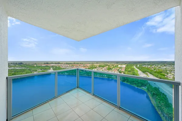 a view of a balcony with an outdoor space