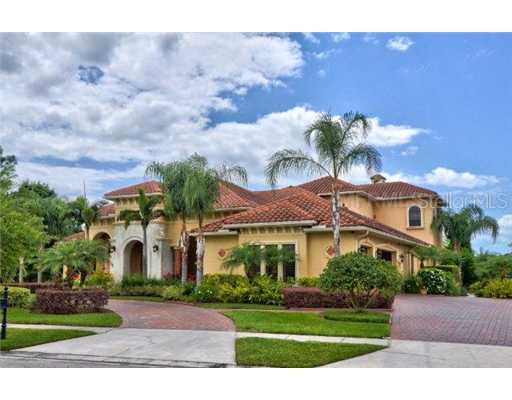 9406 Tree Tops Lake Road Tampa, FL 33626 - Photo 1 of 1 Exterior Front - Mediterranean Flavor with custom elevation and custom chimneys. Stunning Stone entry with Huge Oversized Front Porch and Magnificent Mahogany Double Doors. Pre-plumbed with indoor switch for two front fountains. Multiple Electrical options on switches.