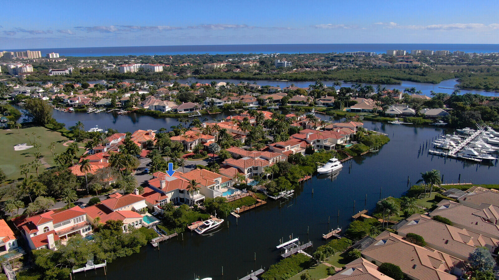 3370 Bridgegate Drive Jupiter, FL 33477 - Photo 53 of 55 an aerial view of ocean and residential houses with outdoor space