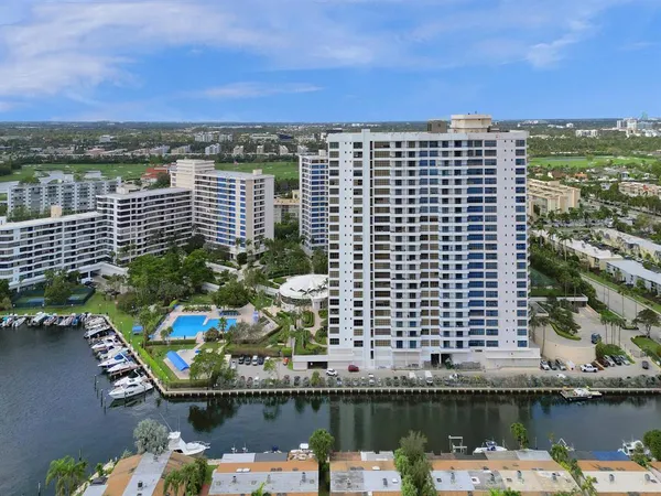 a view of a city with tall buildings