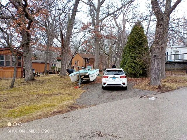 a car parked in front of a house