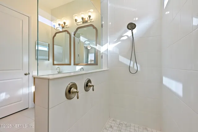 a view of a room with racks on the wall