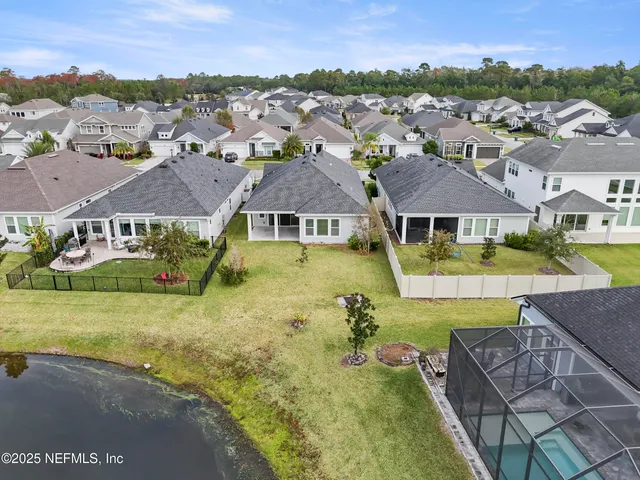 an aerial view of a house
