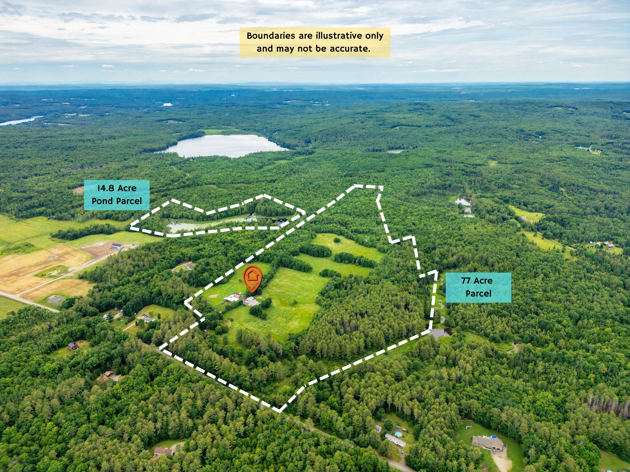 434 Kelley Road Pittston, ME 04345 - Photo 7 of 110 Aerial Photo with boundary illustration