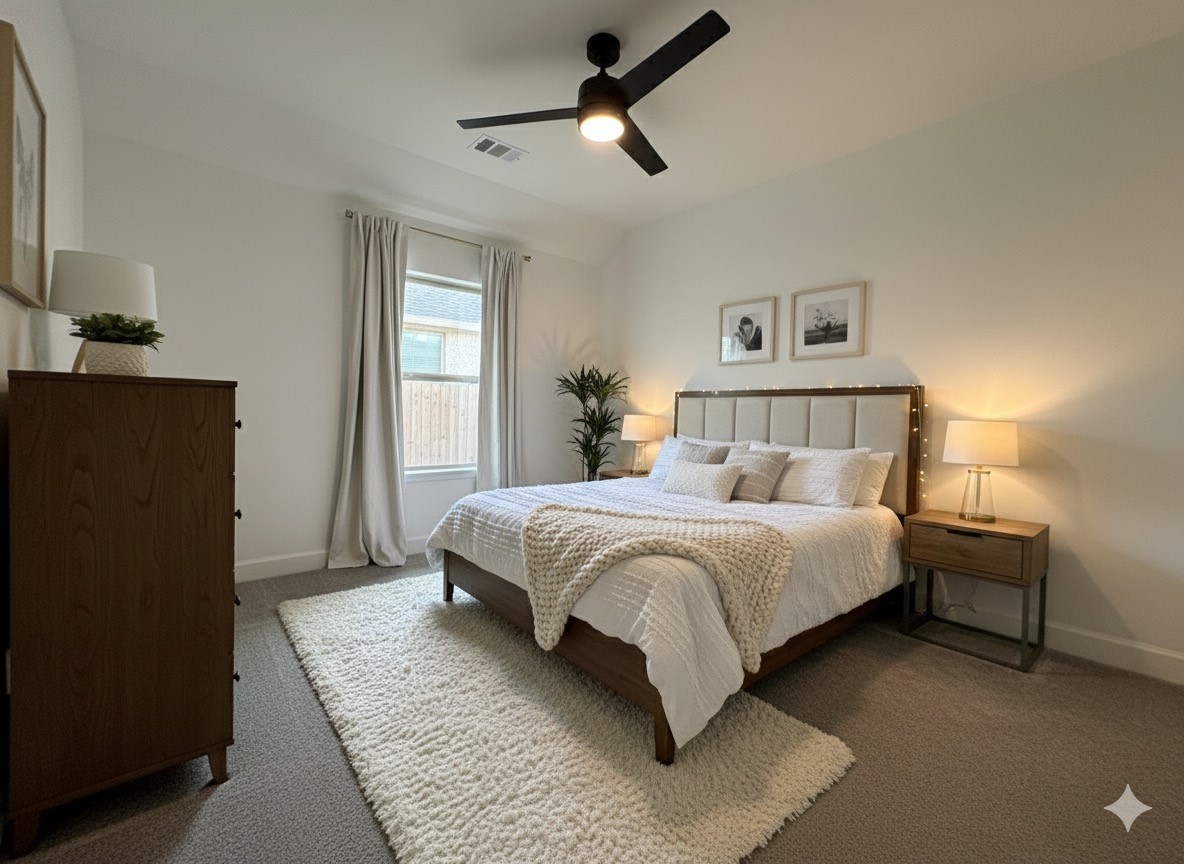 1354 Lakeside Crk Road Magnolia, TX 77354 - Photo 19 of 26 a bedroom with a bed and wooden floor