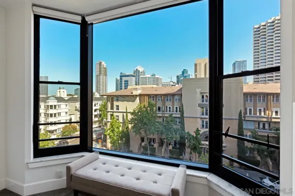a view of a balcony with an outdoor space