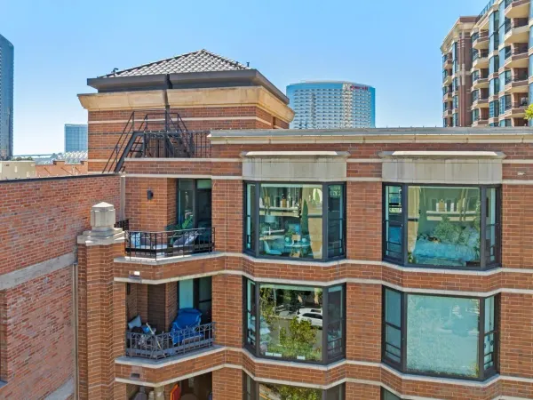 a front view of a multi story building