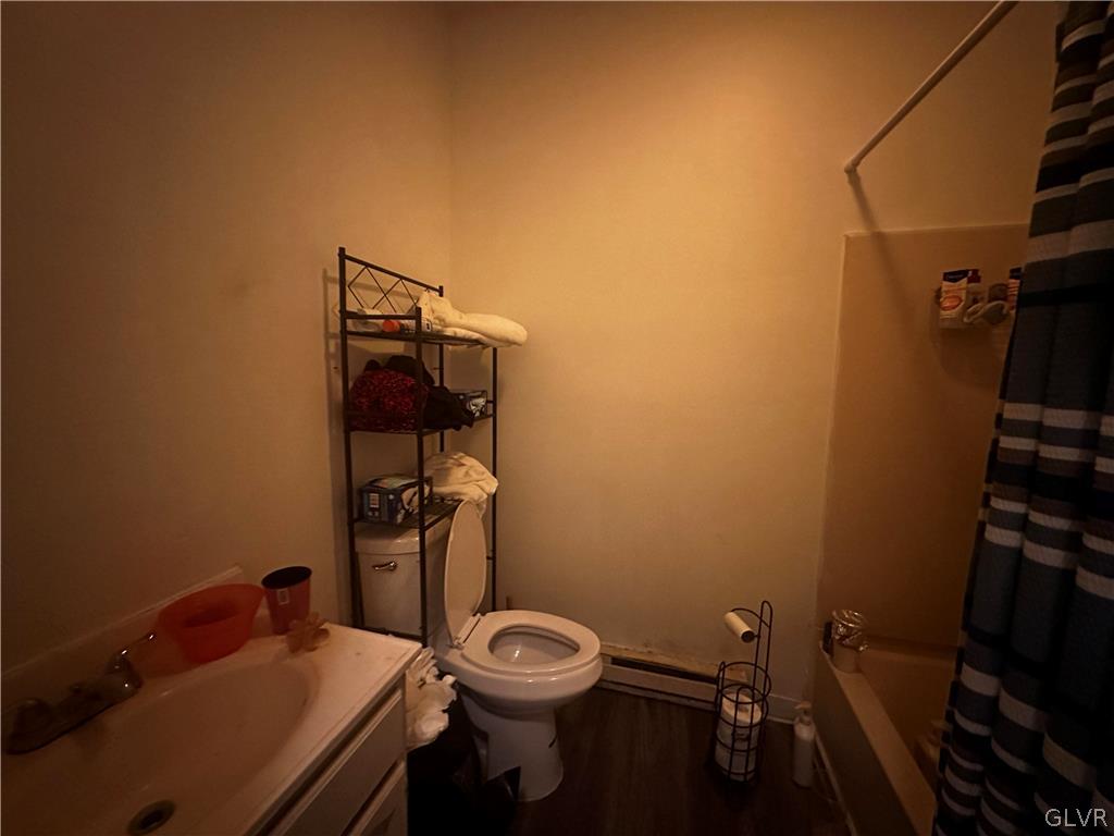 1306 East 4th Street Bethlehem, PA 18015 - Photo 18 of 47 a bathroom with a sink a toilet and a mirror
