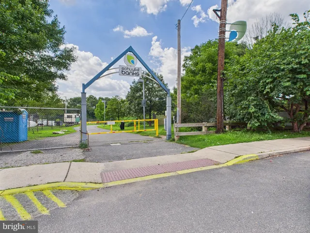 a view of a park with slide